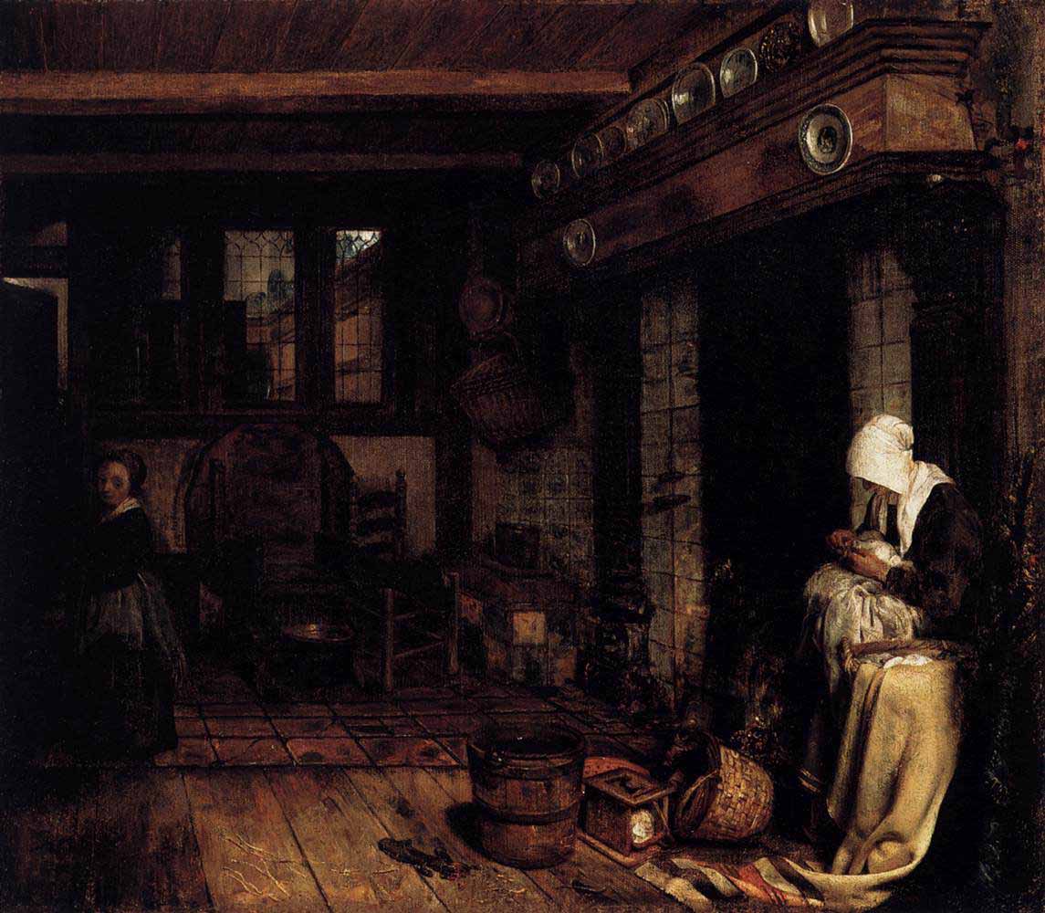 Dutch Interior with Woman Sewing